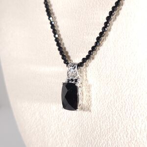 Black Thai Spinel Pendant and Beaded Necklace